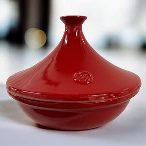 Emile Henry Red Ceramic Moroccan Tagine 3.7 Qt Flame-Top France